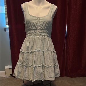 Blue / Green (minty) Ruched Tiered Mini Sundress